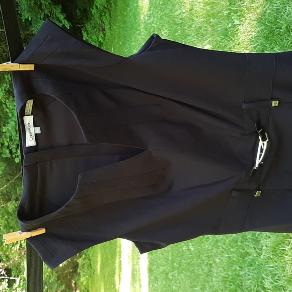 Black Calvin Klein business attire dress with gold buckle ladies size 6 - Picture 2 of 12